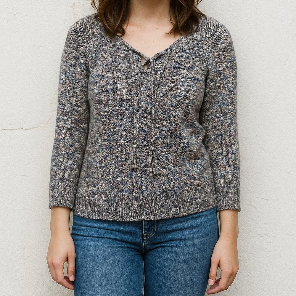 ✨ Sonoma Good For Life Multicolor Crochet Knit Sweater Tassel Detail Size S